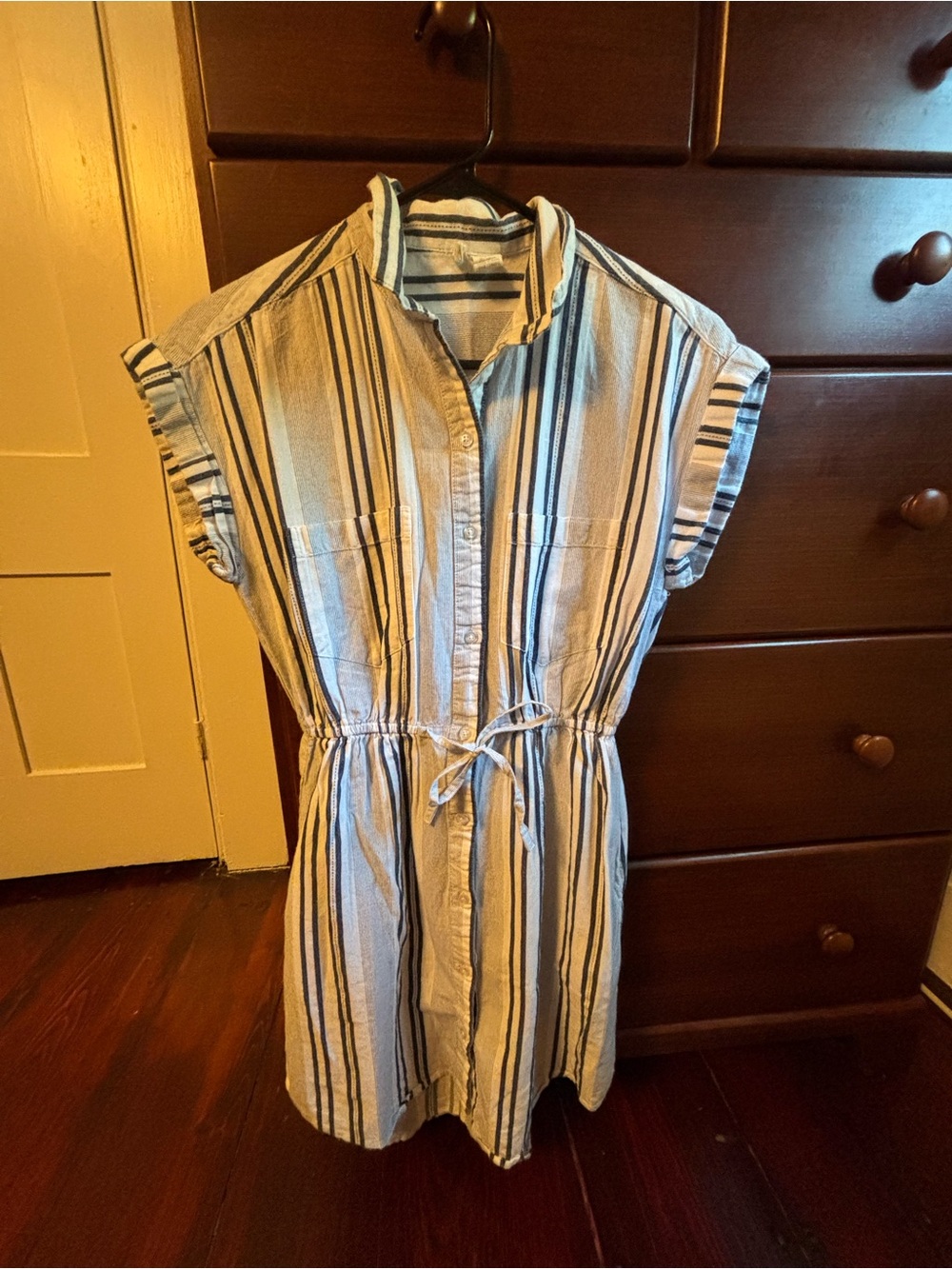 Japna Cream and Navy Striped Midi Dress